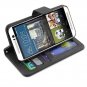 HTC One M9 Leather Case, LK [Kickstand Feature] [Perfect Fit]Wallet CaseLeather Series - Black