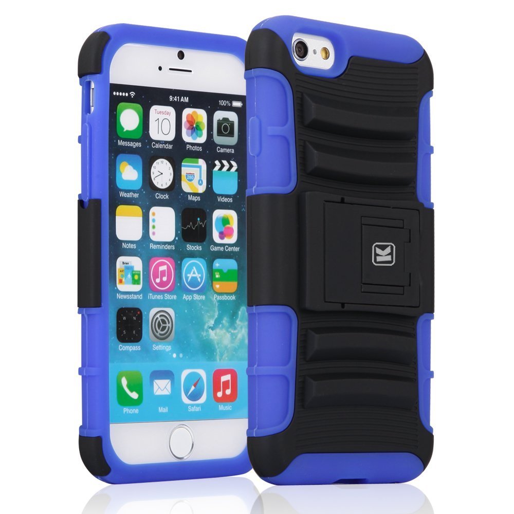 HTC One M9 Case - KAYSCASE Heavy-Duty Belt Clip Dual-layer ArmorHolster Hybrid Cover- Blue