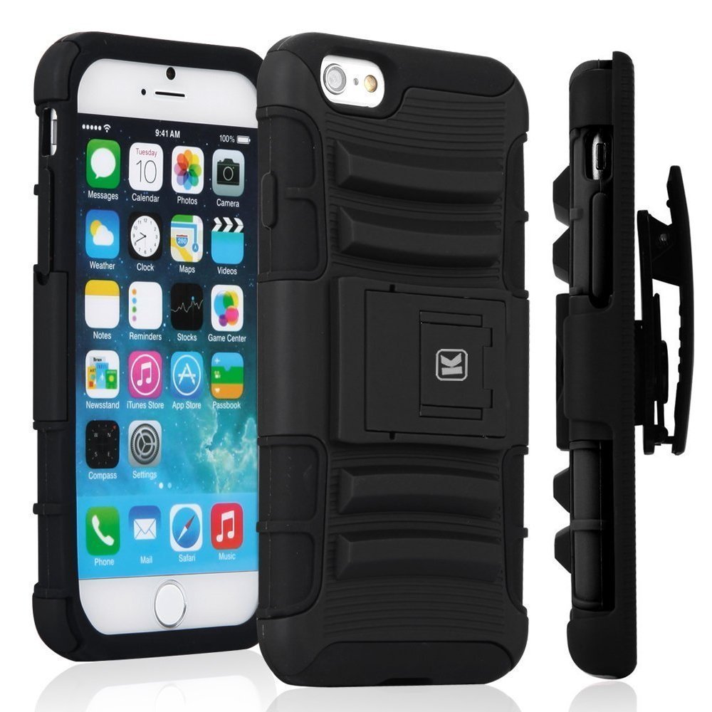 HTC One M9 Case - KAYSCASE Heavy-Duty Belt Clip Dual-layer ArmorHolster Hybrid Cover Case-Black
