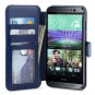 HTC One M9 Flip Case, LK [Stand Feature] HTC One M9 /Hima Premium Wallet Function- Dark Blue