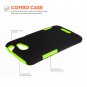 HTC One X Case Dual Combo Silicone Cover Black / Green With Screen Protector
