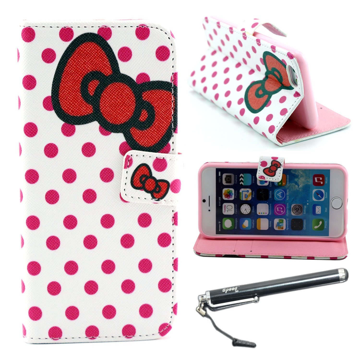 iPhone 6 Plus 5.5" Case, Speedtek Bowknot Pattern Premium PU Leather Wallet