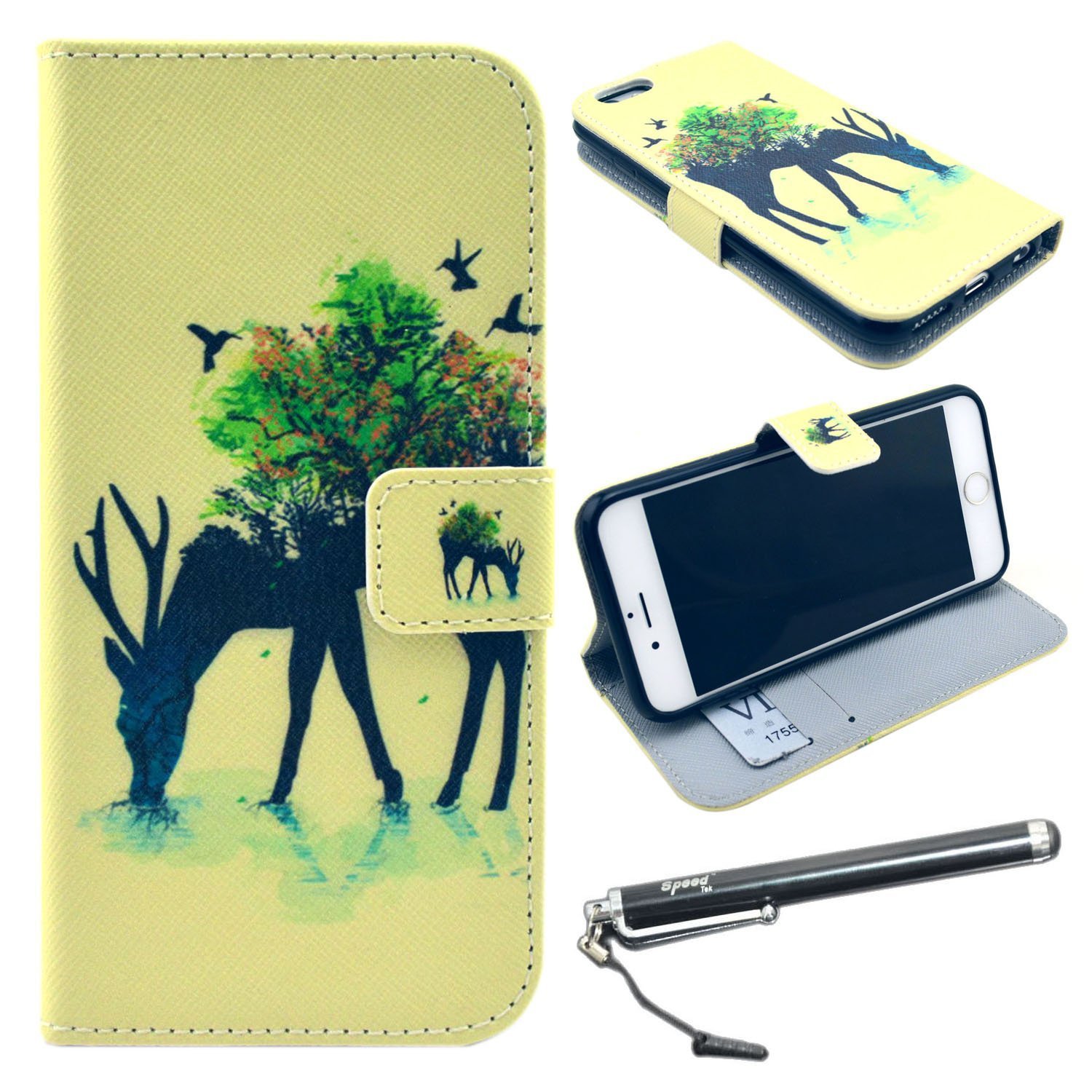 iPhone 6 Plus 5.5" Case, Speedtek Deer Pattern Premium PU Leather Wallet