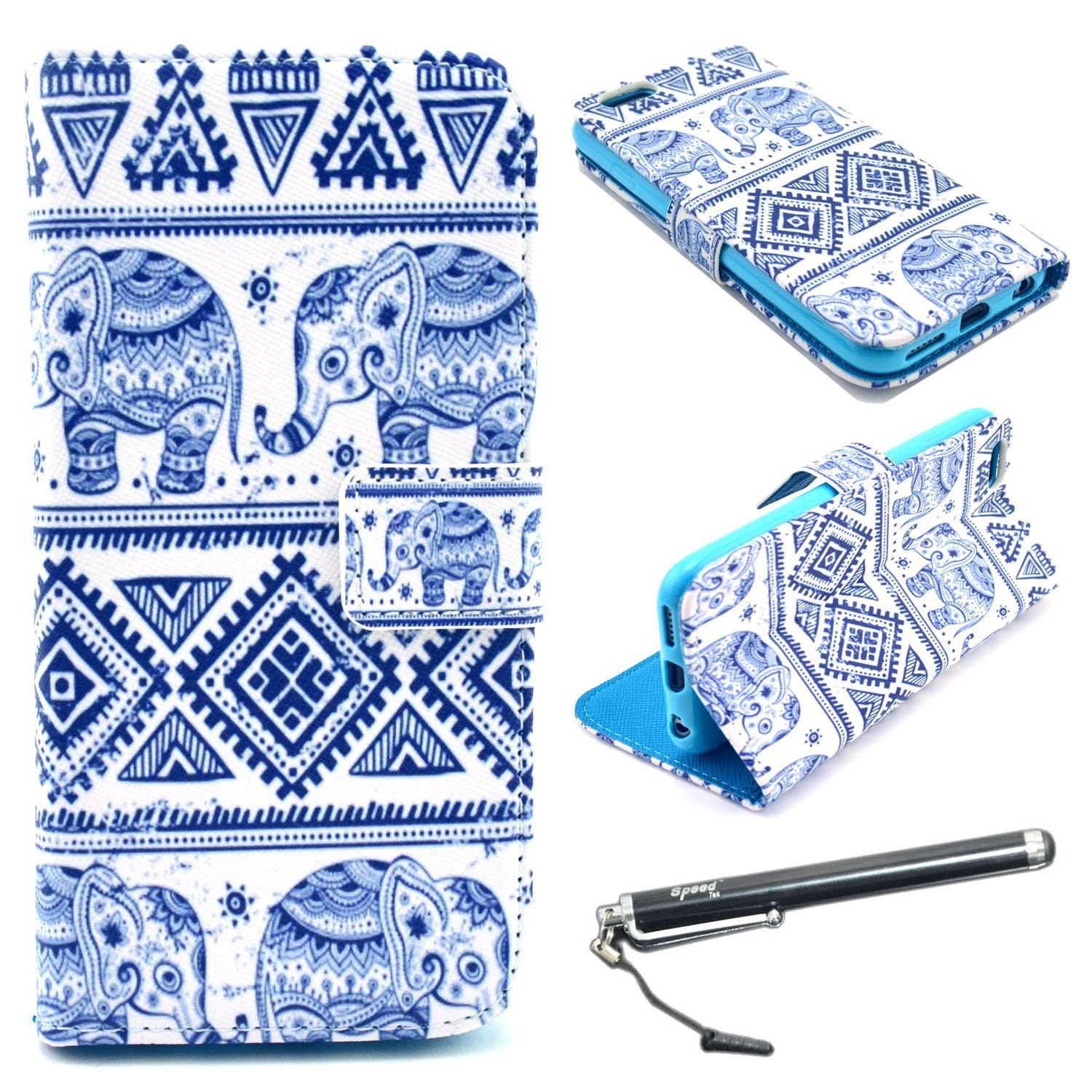 iPhone 6 Plus 5.5" Case, Speedtek Elephant Pattern Premium PU Leather Wallet