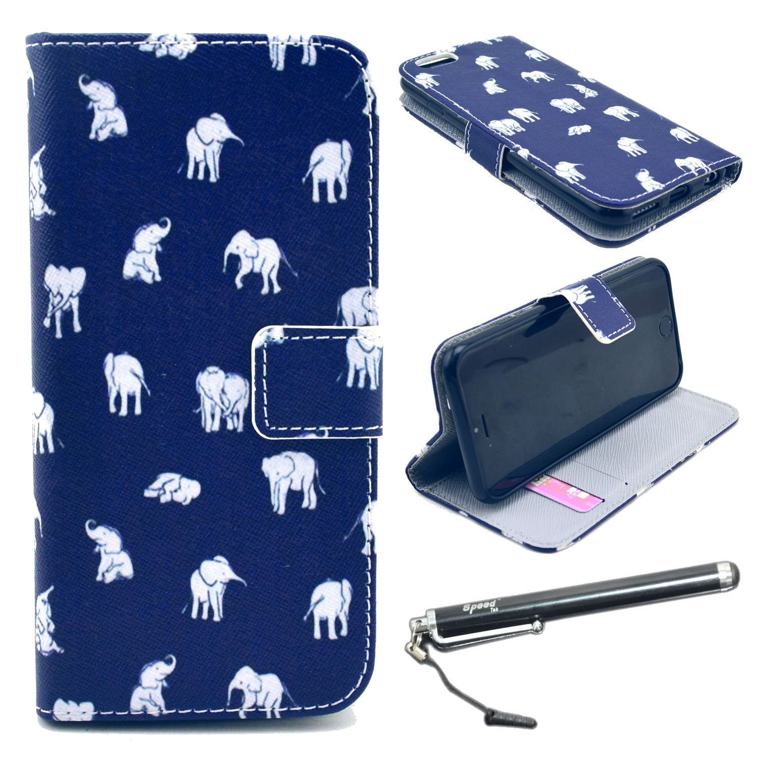 iPhone 6 Plus 5.5" Case, Speedtek Elephant Pattern Premium PU Leather Wallet