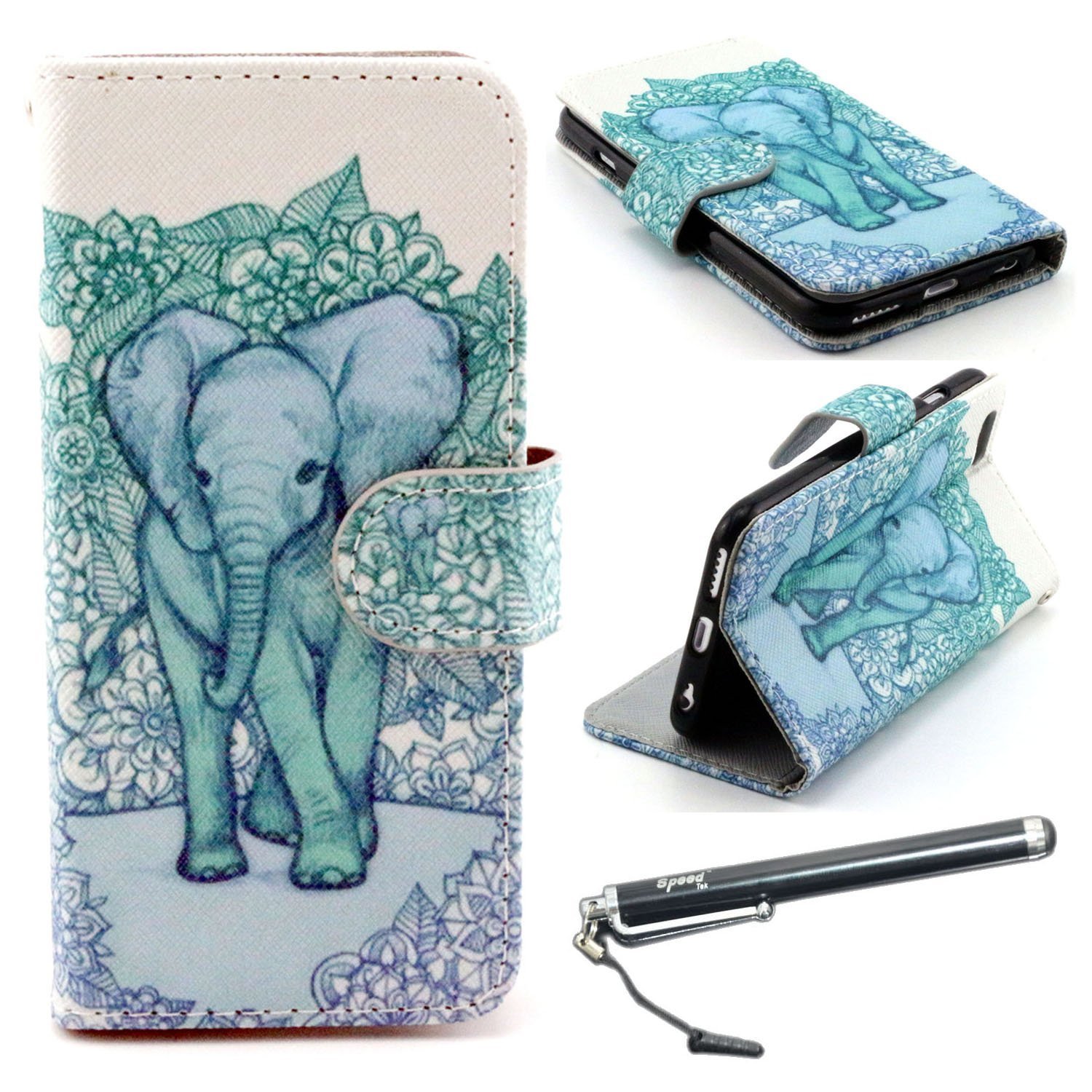 iPhone 6 Plus 5.5" Case, Speedtek Elephant Pattern Premium PU Leather Wallet