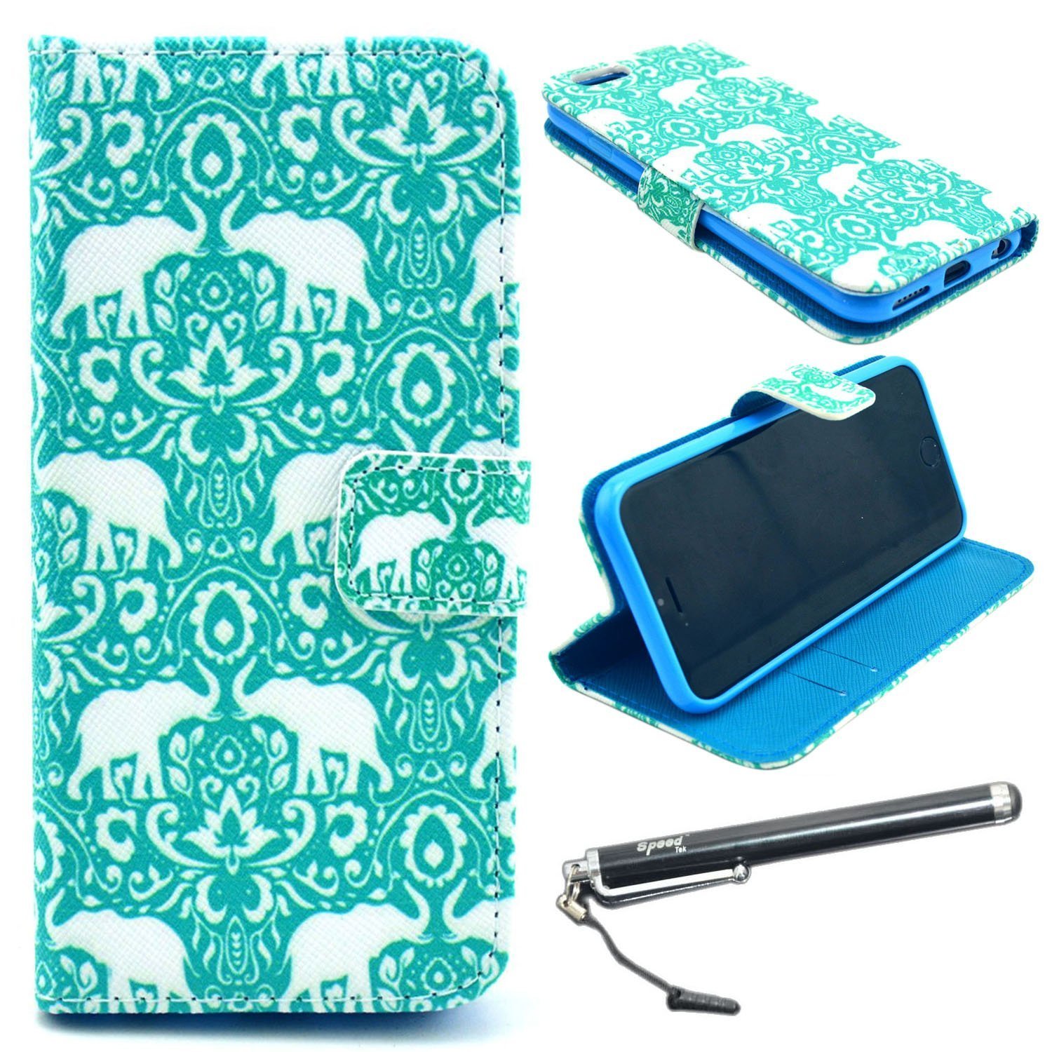 iPhone 6 Plus 5.5" Case, Speedtek Elephant Pattern Premium PU Leather Wallet