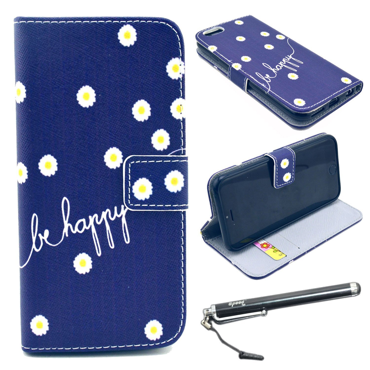 iPhone 6 Plus 5.5" Case, Speedtek Flower Pattern Premium PU Leather Wallet