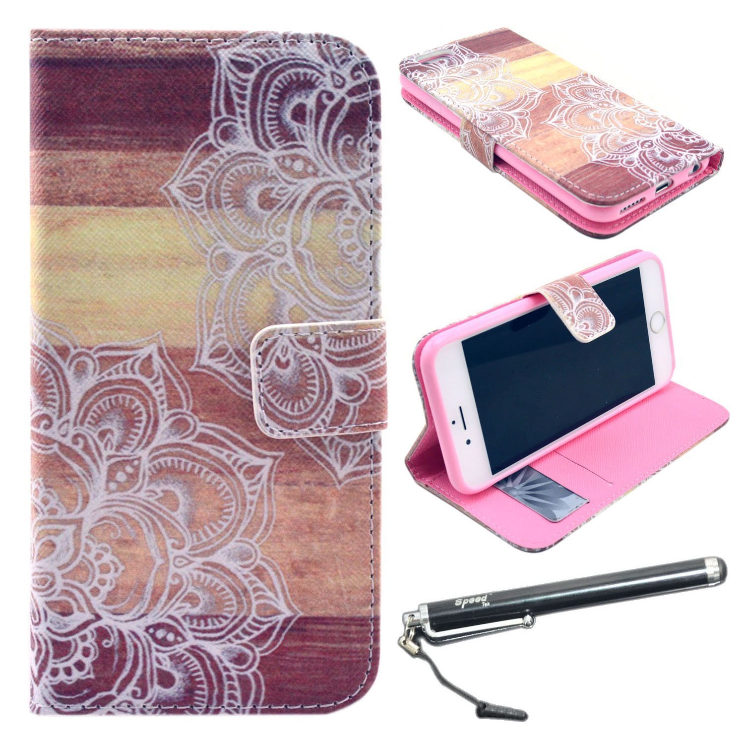 iPhone 6 Plus 5.5" Case, Speedtek Flower Pattern Premium PU Leather Wallet