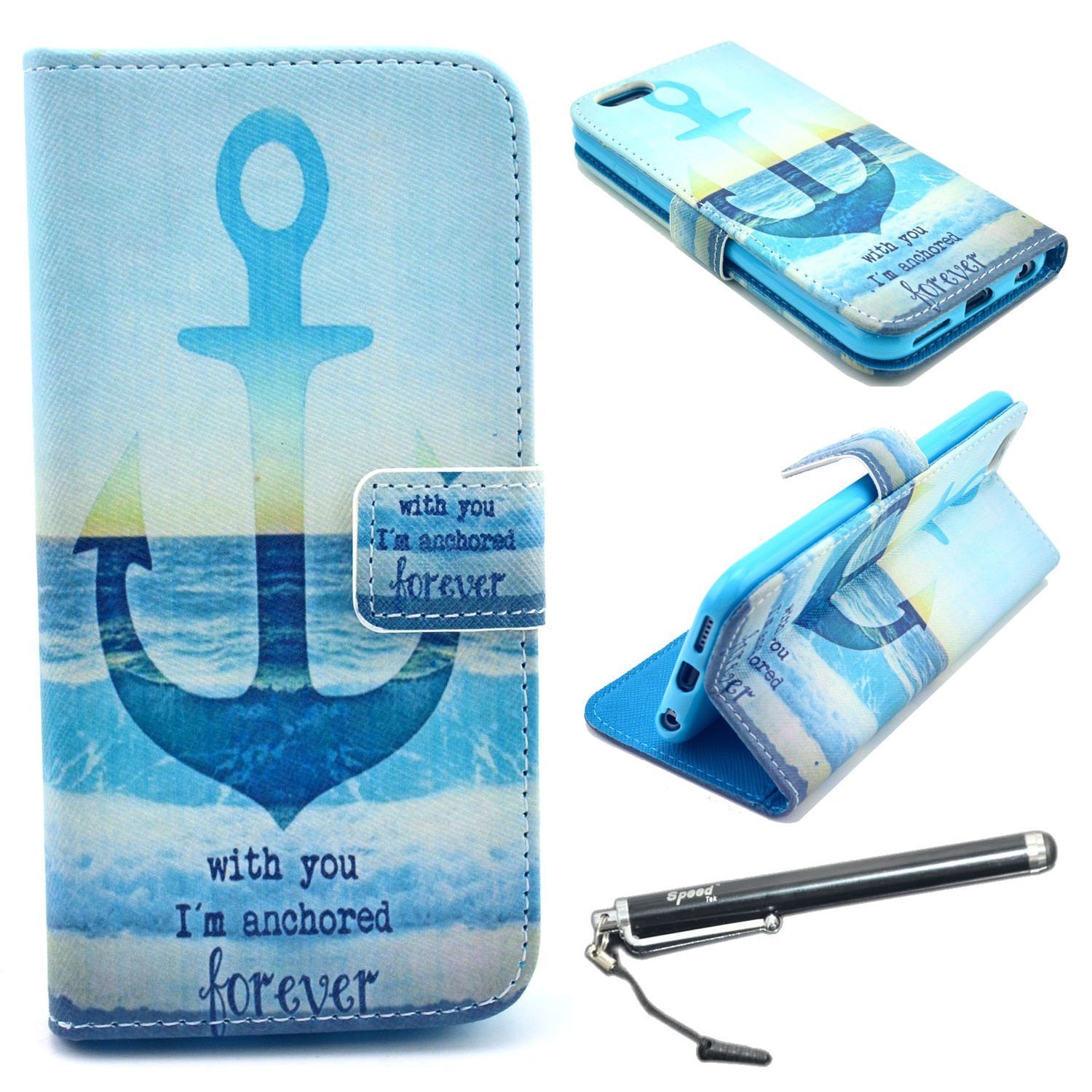 iPhone 6 Plus 5.5", Speedtek Mariner Pattern Premium PU Leather Wallet Flip