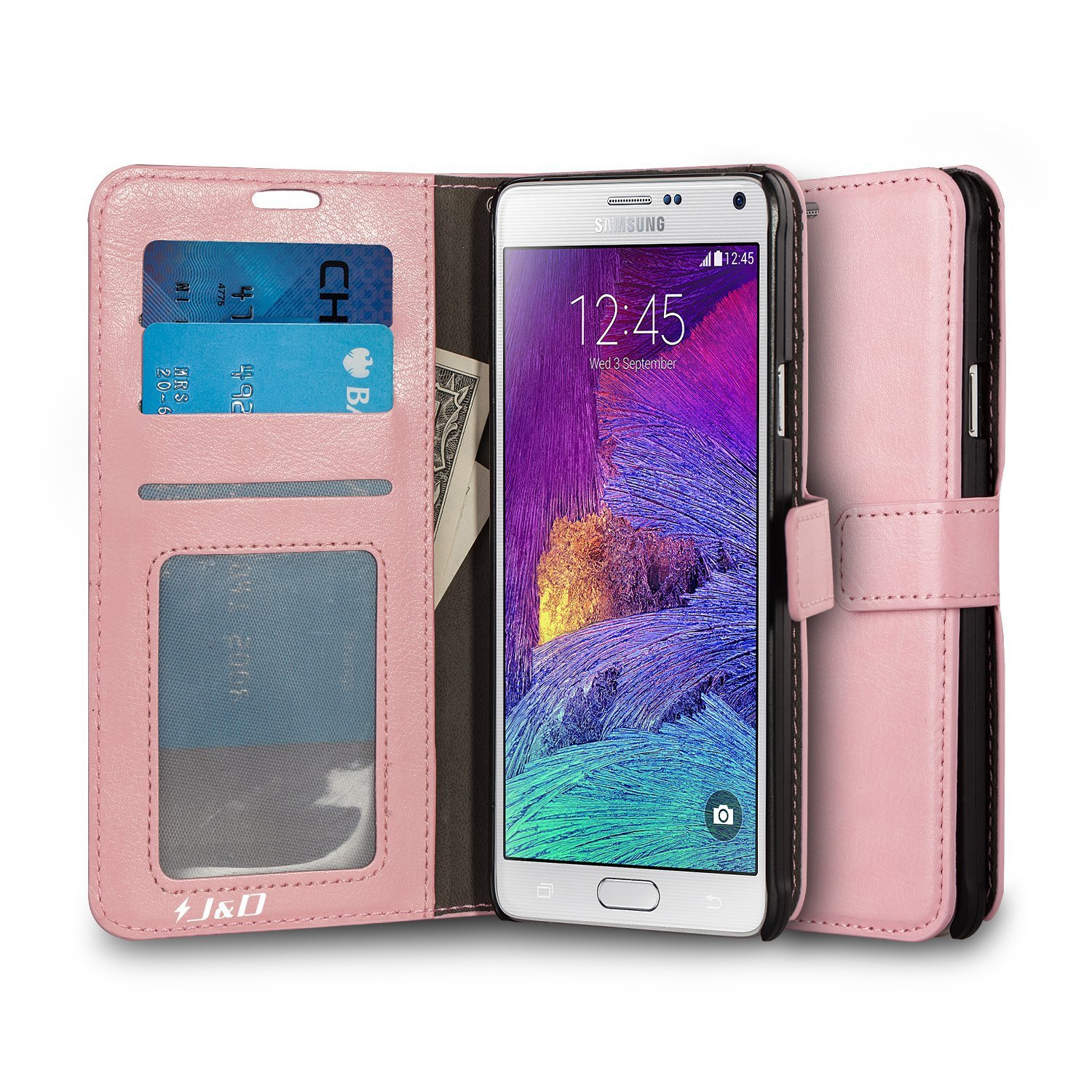 Samsung Galaxy Note 4 Case, J&D [Stand View] Galaxy Note 4 Wallet Case [Slim Fit] [Stand Feature]