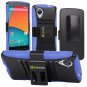 Evecase ROBUST Rugged Dual Layer Holster Case with Belt Clip and Kick-Stand for Google Nexus 5-Blue