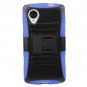 Evecase ROBUST Rugged Dual Layer Holster Case with Belt Clip and Kick-Stand for Google Nexus 5-Blue