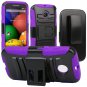 Motorola Moto E Evecase Holster Case with Swivel Belt Clip and Kick-Stand, Purple