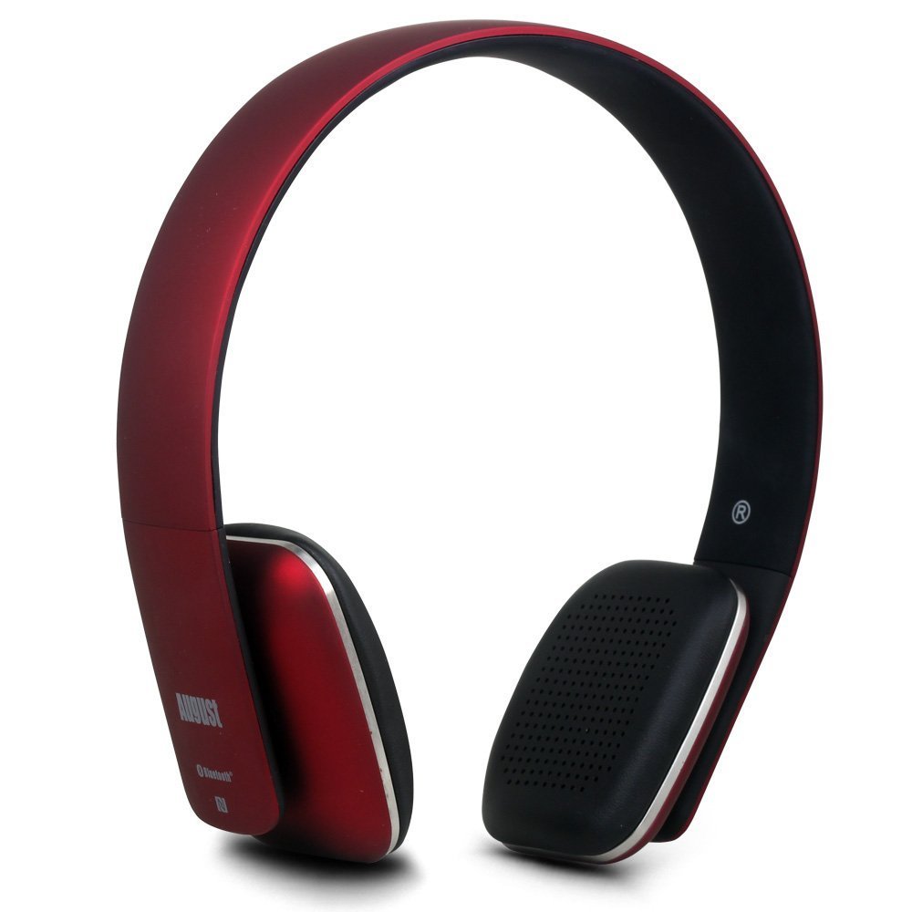 August EP636 Bluetooth Wireless Stereo NFC Headphones Comfortable {Red} Headset built-in Microphone