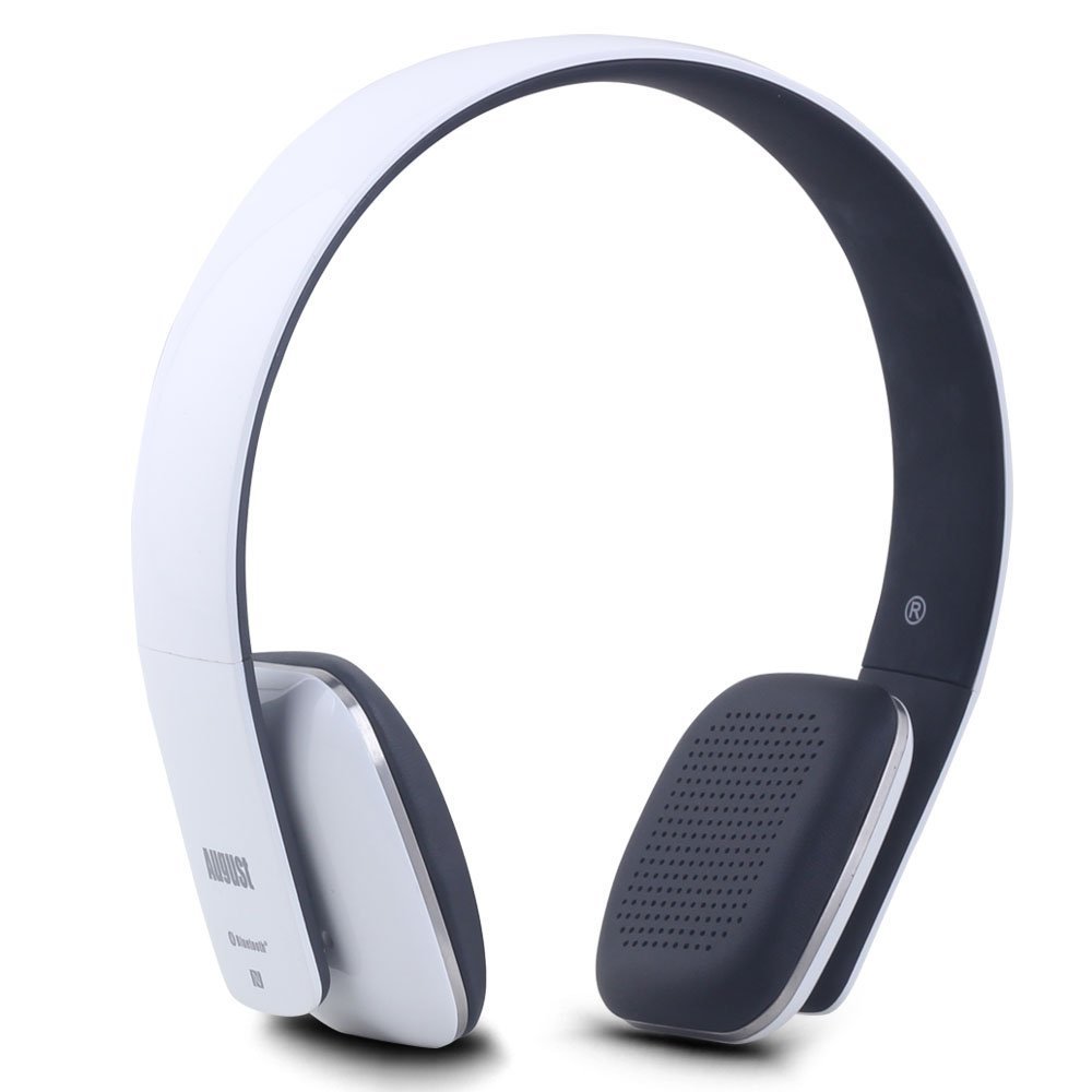 August EP636 Bluetooth Wireless Stereo NFC Headphones - Comfortable On-ear Headset-White