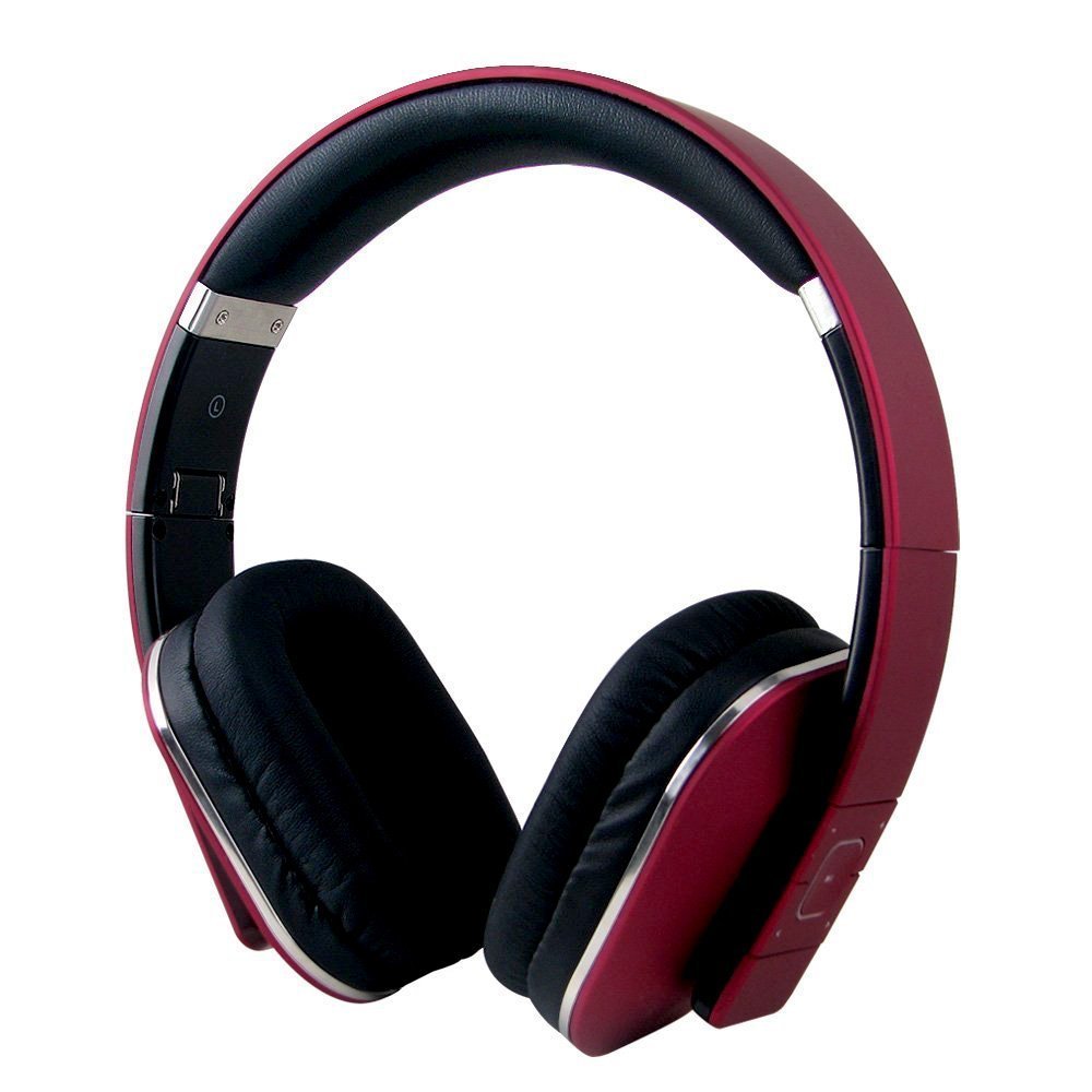 August EP650 Bluetooth Wireless Stereo NFC Headphones - Comfortable Leather Cushioned Headset-Red