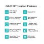 GLCON GJ-02 White stereo wireless bluetooth 4.0 BT headset headphone earphone earpiece, with A2DP