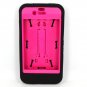 For iPhone 4G 4GS Brackets Robot Stand Cover Skin-Bllack/Hot pink