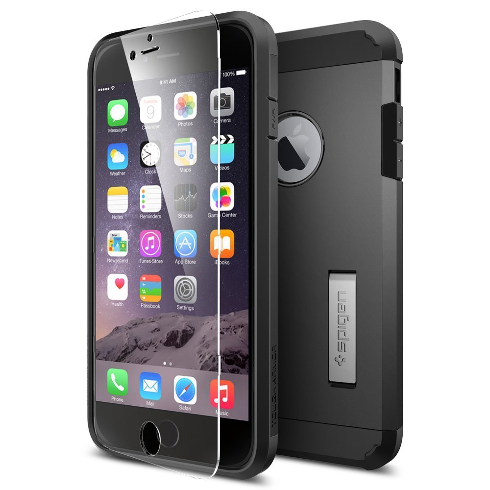 Spigen [Lock-In Screen Protector] iPhone 6 Plus (5.5) Case Protective **NEW**Smooth Black