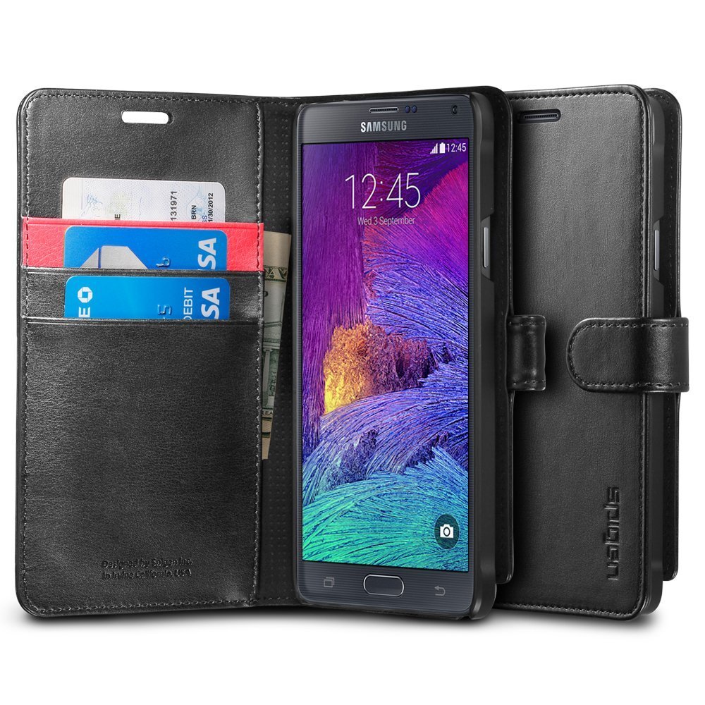 Spigen [Stand Feature] Galaxy Note 4 Case Wallet NEW [Wallet S] [Black]