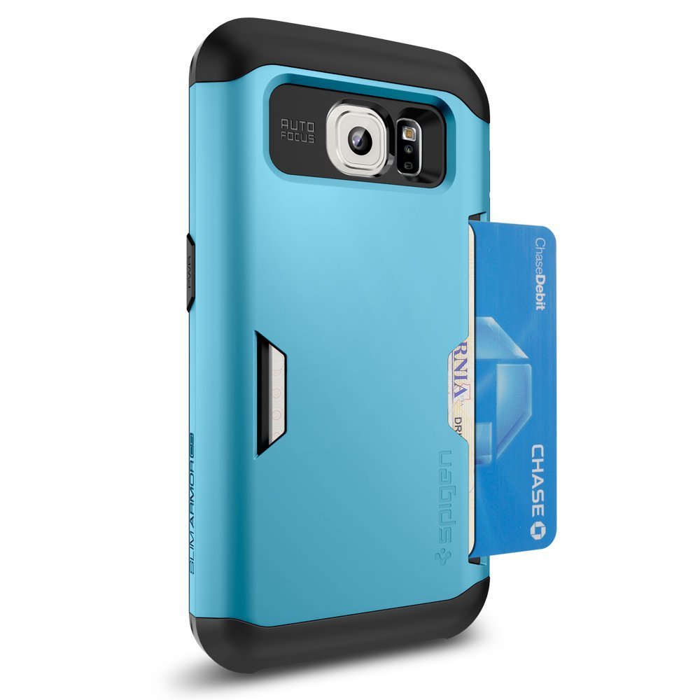 Spigen [Card Holder] Galaxy S6 Case Wallet NEW [Slim Armor CS] [Blue Topaz]