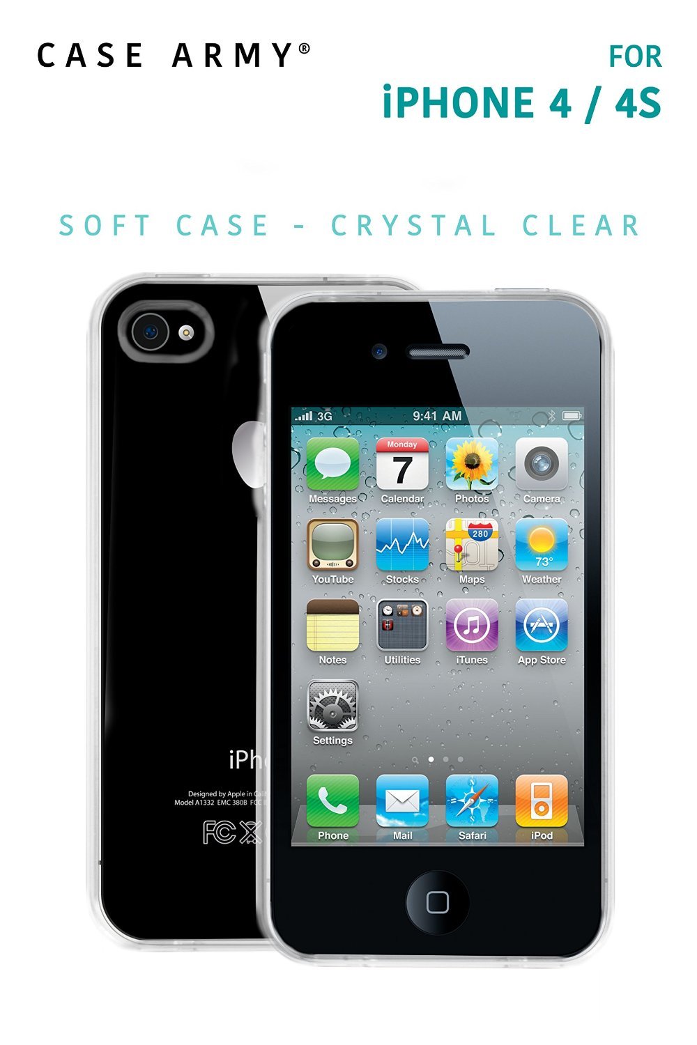 Case Army Scratch-Resistant Slim Clear Case for Apple iPhone 4 | 4S | 4G Silicone Crystal Clear