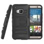 HTC One M9 Case MoKo Holster Cover with Kickstand and Belt Clip Swivel [Heavy Duty] Rugged-Black