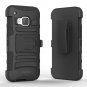 HTC One M9 Case MoKo Holster Cover with Kickstand and Belt Clip Swivel [Heavy Duty] Rugged-Black