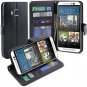 HTC One M9 Leather Case, LK [Kickstand Feature] [Perfect Fit] HTC One M9 Wallet Case- Black