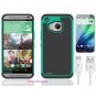 HTC One M9 Case Free Screen Protector Free Charger Cable Free Stylus-Aqua Green