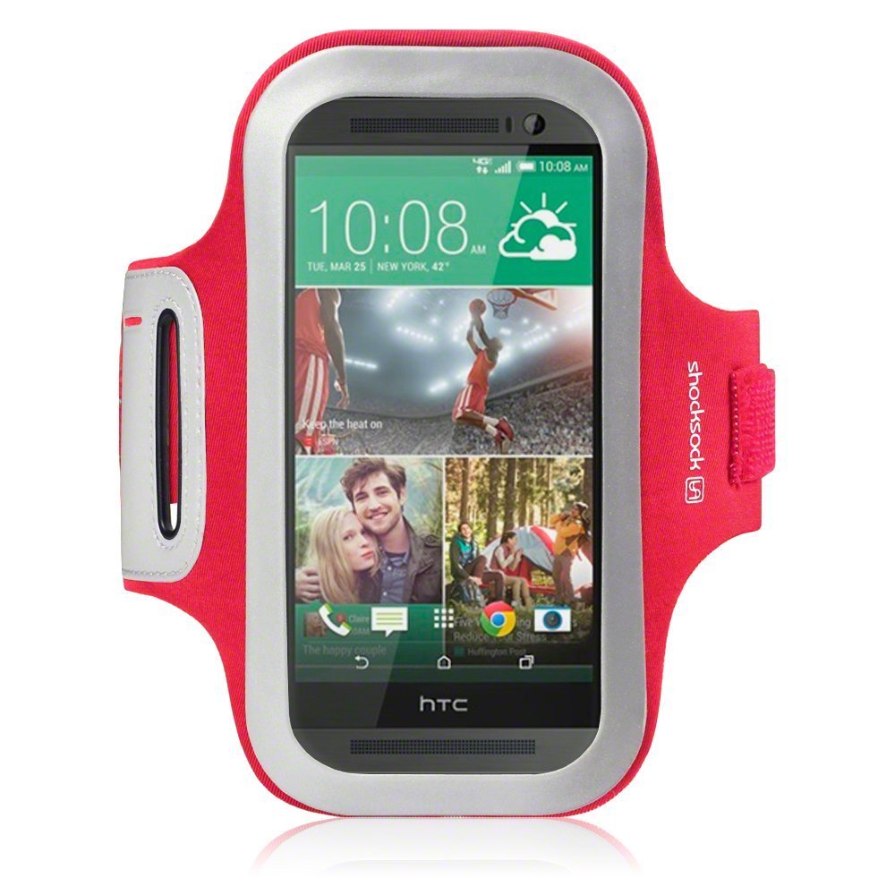 Shocksock [Reflective] [Red] HTC One M8 Armband, Sports Gym Bike Cycle Jogging Armband-Red