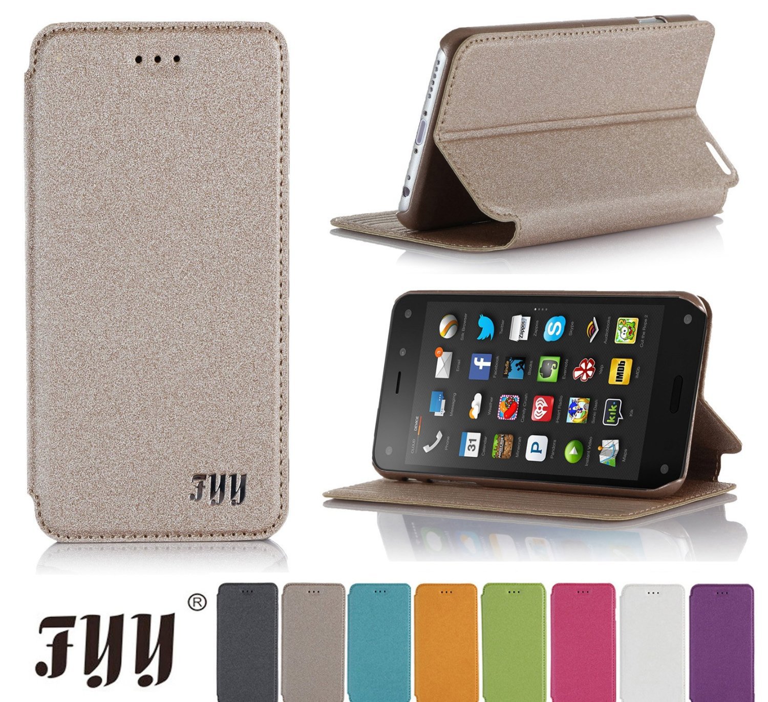 Amazon Fire Phone Case, FYY Ultra Slim Magnetic Cover Case for Amazon Fire Phone Gold