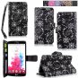 Cellularvilla Pu Leather Wallet Card Flip Open Pocket Case Cover PouchLG G Vista VS880-Black Glitter
