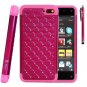 Style4U Amazon Fire Phone Case - Studded Rhinestone Crystal Bling Hybrid Armor-Hot Pink]