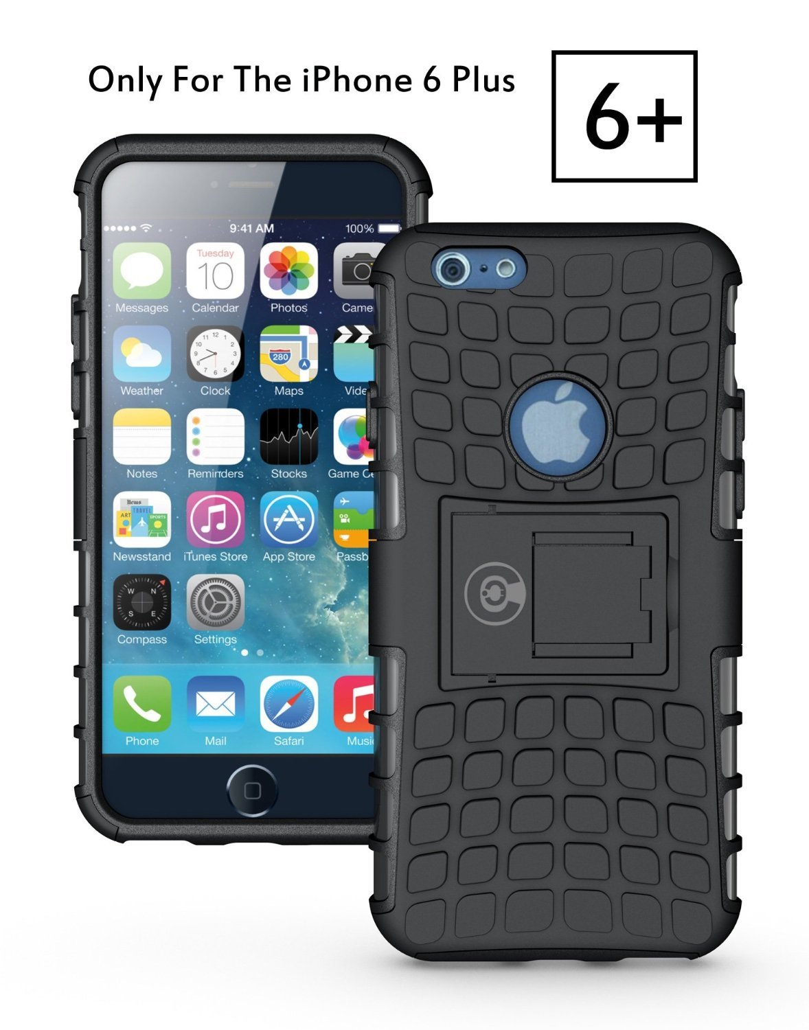 iPhone 6 Plus Armor cases Tough Armorbox Dual Layer Hybrid Hard/Soft Protective Case  - Black