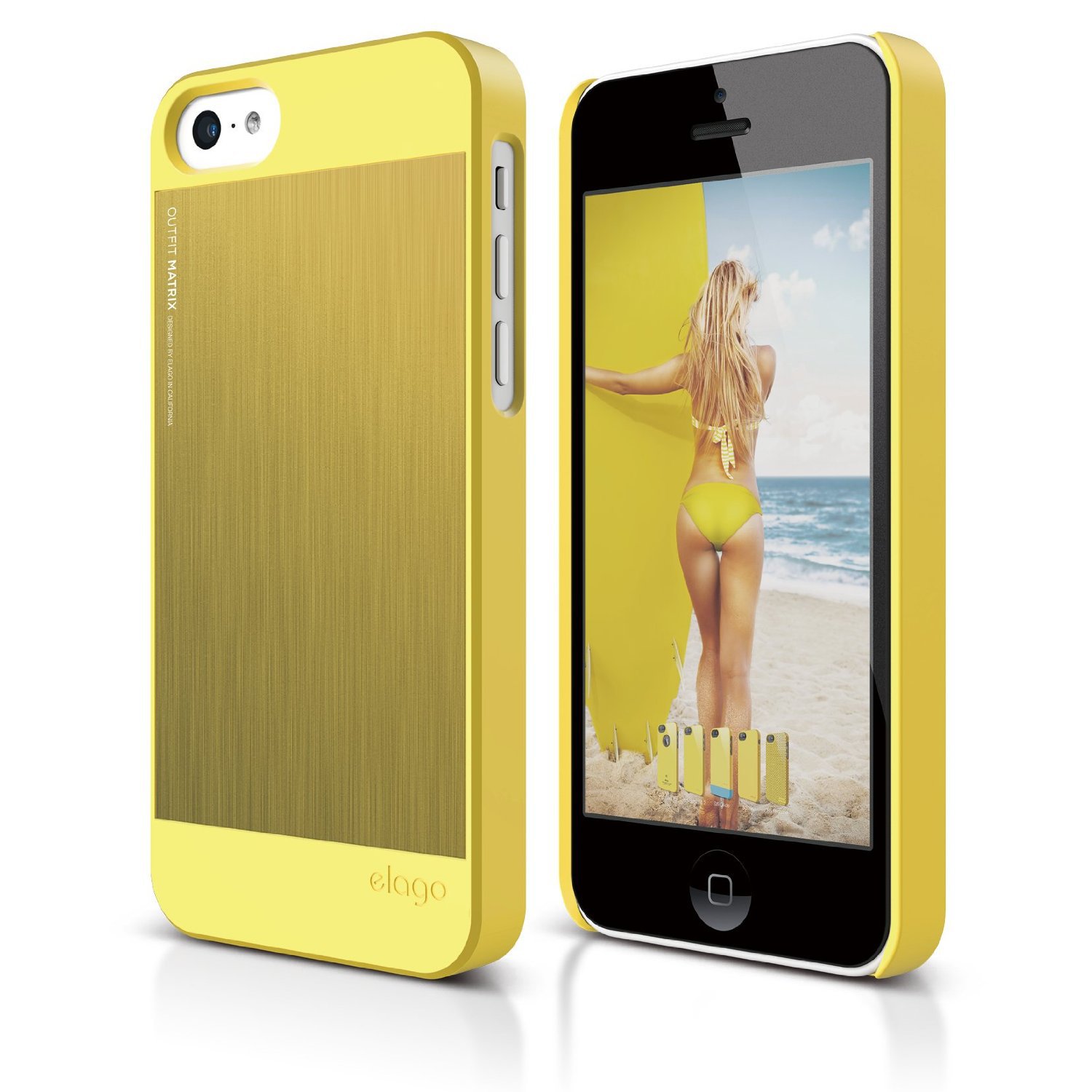 elago S5C Outfit Morph MX Aluminum and Polycarbonate Dual Case for the iPhone 5C - Yellow / Yellow