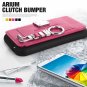 [HotPink] Galaxy S5, [Back Pocket Case] [5 Card Slot] Finger Holder Clip PU Leather TPU Bumper