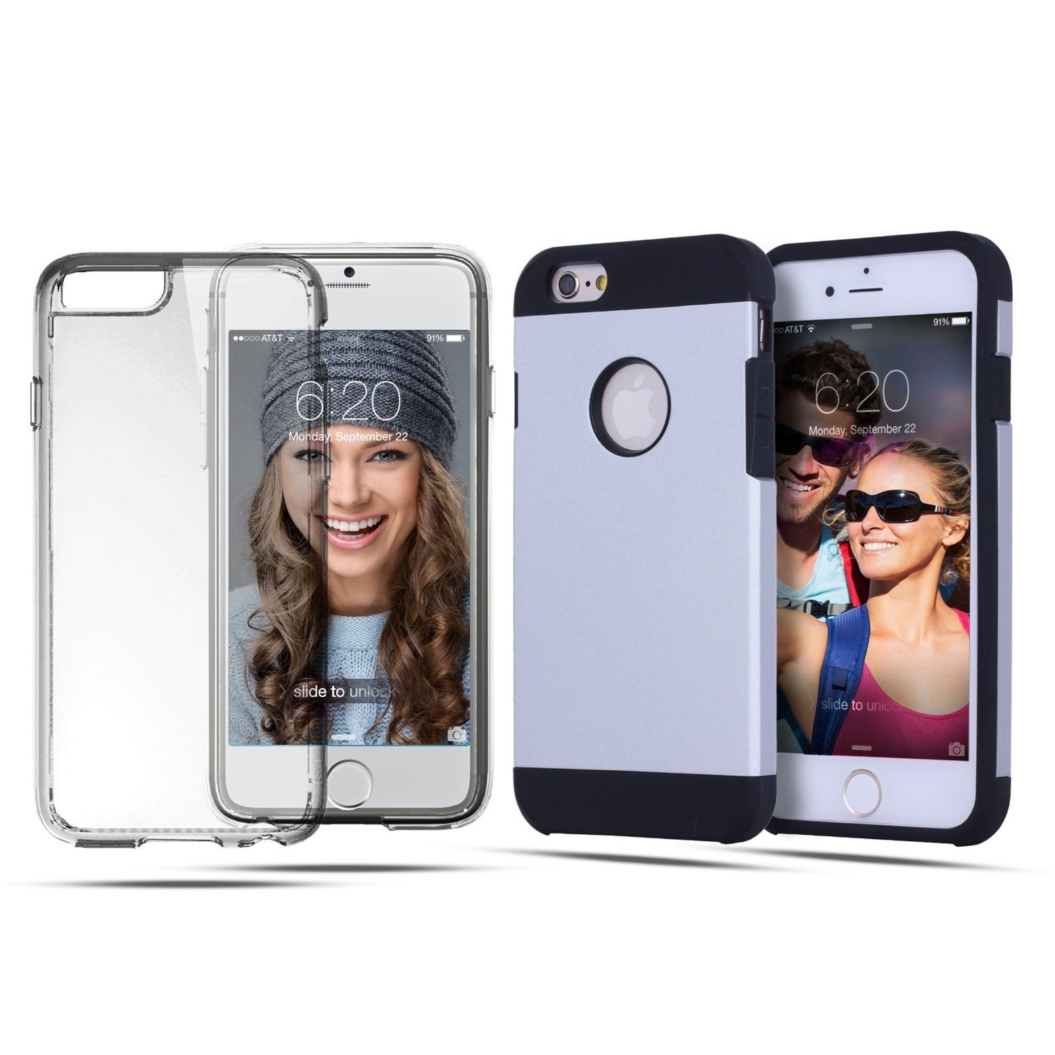 iPhone 6 Case For The Active User - Get 2 Cases Lightning Silver + Clear
