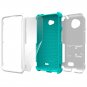 [White/Light Blue] High Impact Hybrid Hard Soft Rugged Phone Case 3 Layers Protection for LG Optimus