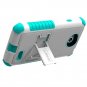 [White/Light Blue] High Impact Hybrid Hard Soft Rugged Phone Case 3 Layers Protection for LG Optimus