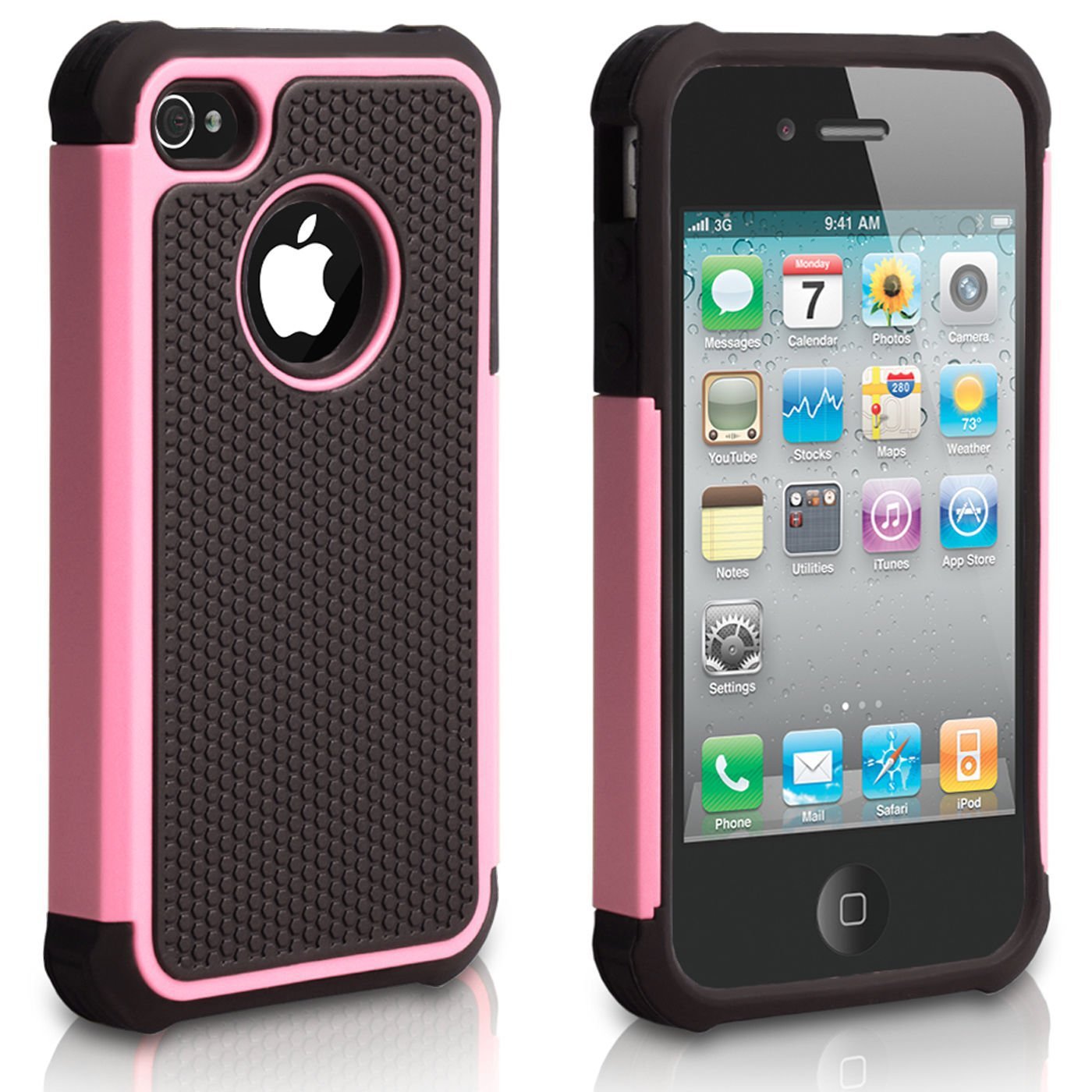 iPhone 5C Case, AUMI Hybrid Dual Layer Shock Absorbin Armor Defender Protective  Black-Pink