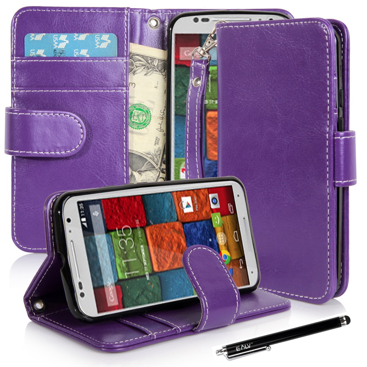 Moto X case, Moto X (2nd Gen.) Case, E LV Motorola Moto X 1 Flip Case Cover Deluxe PURPLE