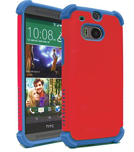HTC One M8 Case, Cell-Nerds NerdShield GRIP Protective Case- Neon Orange on Blue