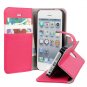 BUDDIBOX Premium PU Leather Wallet HD Screen Protector for iPhone 5s 5, (Pink / White)