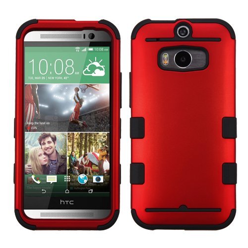 HTC One M8 for both Android & Windows Case  Wydan  TUFF Impact Hybrid Hard- Tuff Red on Black