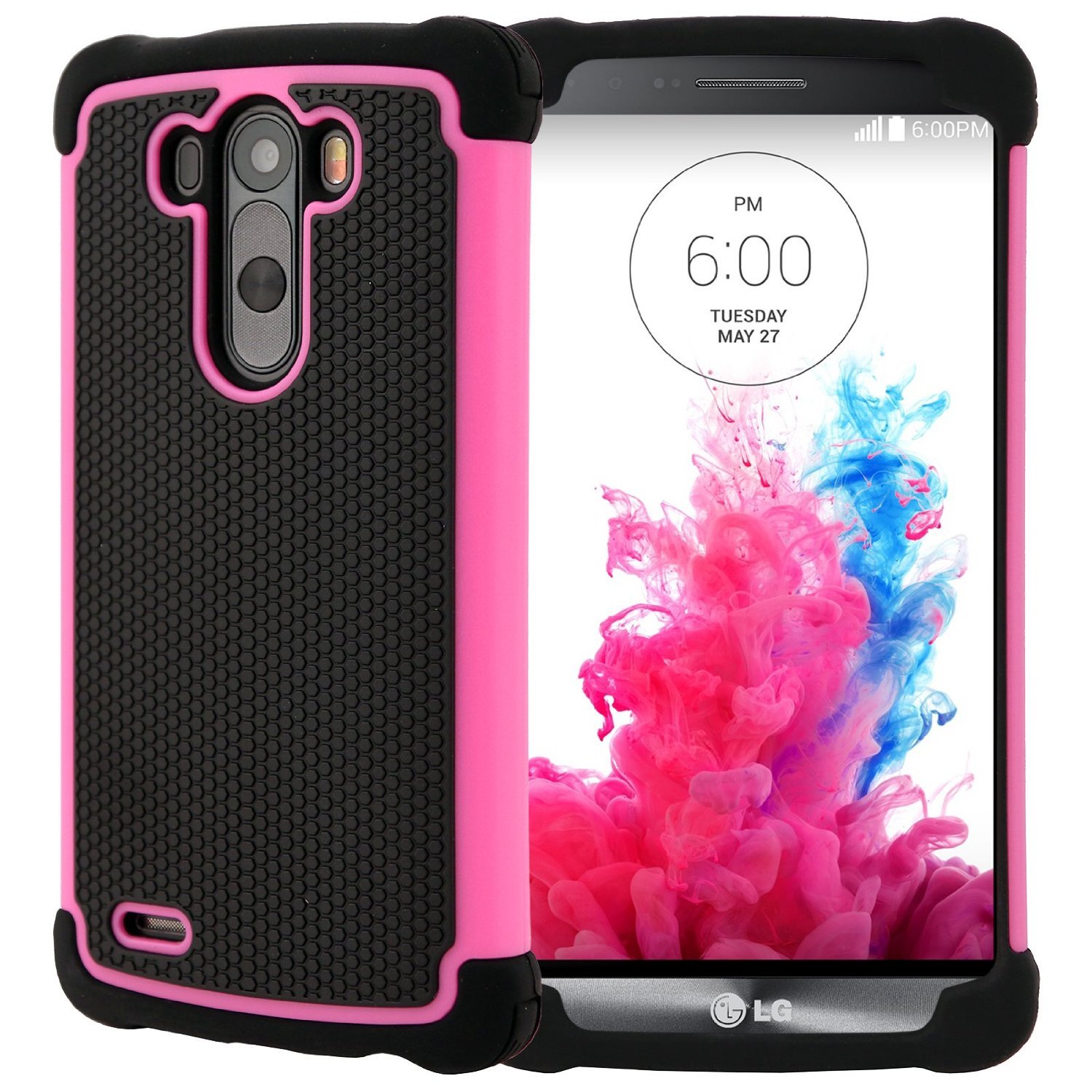 CellJoy LG G3 Case [Triple Defender] Layered Armor Back Cover Case (Pink / Black)