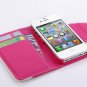 ULAK Wallet Case for iPhone 4S iPhone 4 Synthetic Leather Credit Card Holder(Rose Pink+White)