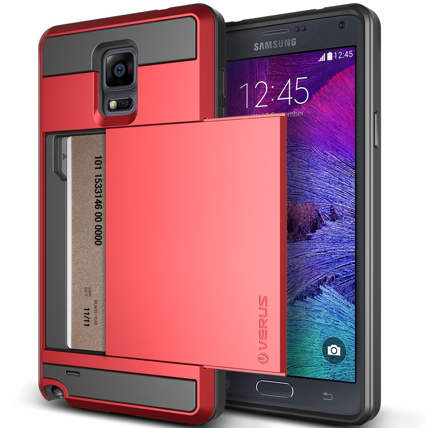 Galaxy Note 4 Case, Verus [Card Slot Case] Samsung Galaxy Note 4 Case [Damda Slide Series][Red]