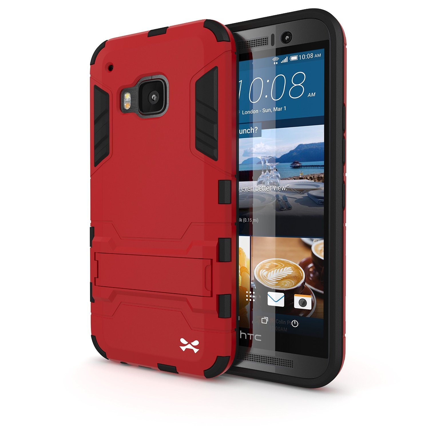 HTC One M9 Case, Ghostek Armadillo Red HTC One M9 Case w/ M9 Tempered Glass Screen Protector